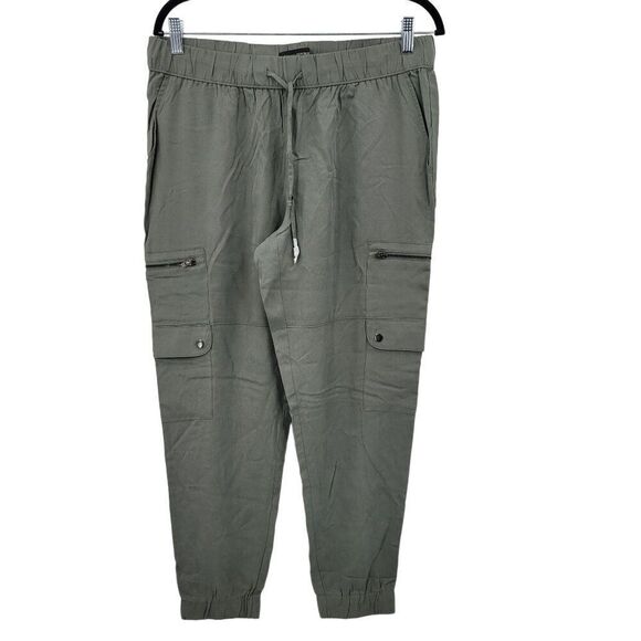 Banana Republic Cargo Jogger Pants M Olive Green Elastic Waist Casual Granola - Picture 3 of 13